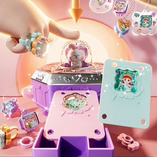 4c3b832fdd221129 DIY Making Jewel Rings Magical Kit for Girl Supplies Bead Handmade Princess Pendant Keychain Colored Beans Kid Toy Birthday Gift