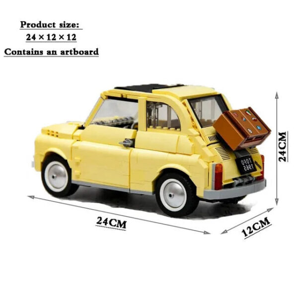 960PCS Technical Fiat 500 Building Blocks 10271 Classic Yellow Car Model Creator Assemble Vehicle Bricks Toys For Boys Kids Gift