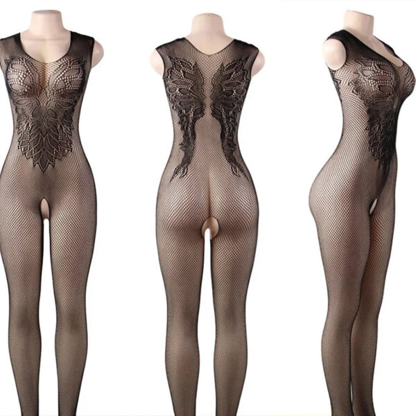 4c56950d26c4fd06 Plus Sexy Lace Lingerie Women's Transparent Catsuit Open Crotch Body Stockings For Sex Sling Halter Backless Teddies Bodysuits