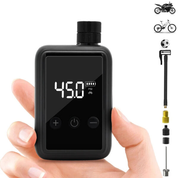 4cb0092083285066 Bike Pump Electric Mini Portable Bicycle Pump With Digital PSI Pressure Gauge Motocycle MTB Road Bike Tire Inflator