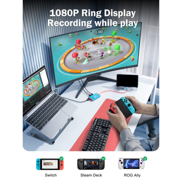 Lemorele Video Capture Card Switch Dock for Nintendo Switch/OLED USB C to HDMI-Compatible Cable Adapter 1080P60Hz 100W PD
