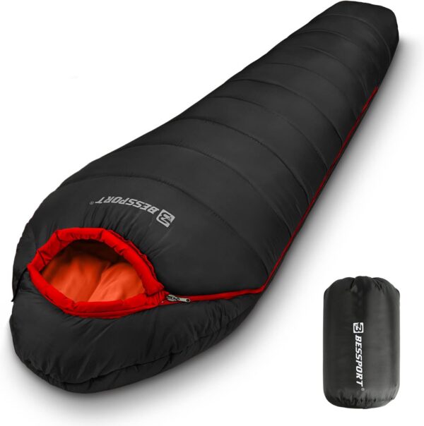 4cbc6e107312076e Bessport Mummy Sleeping Bag | 15-45 ℉ Extreme 3-4 Season Sleeping Bag for Adults Cold Weather– Warm and Washable, for Hiking Traveling & Outdoor Activities