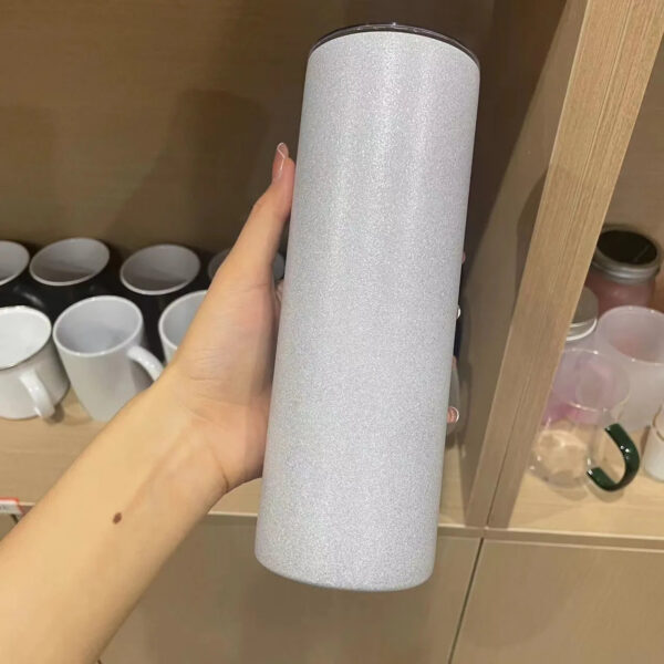 20oz Sublimation Straight Tumblers blank glossy matte glitter white sier Skinny tumbler with lid straw rubber bottom Stainless steel vacuum insulated coffee cup