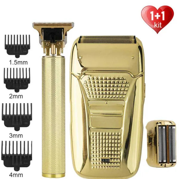 Men Electric Trimmers Set USB Rechargeable Hair Clipper Retro Double Cutter Head Shaver Beard Razor Haircut hine X0625
