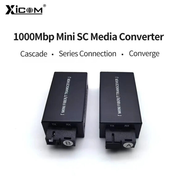 1 Pair Gigabit 100/1000M A/B SC Ethernet Fiber Switch Media Converter Rj45 Optic Transceiver 20KM fibra Switch with Power Supply
