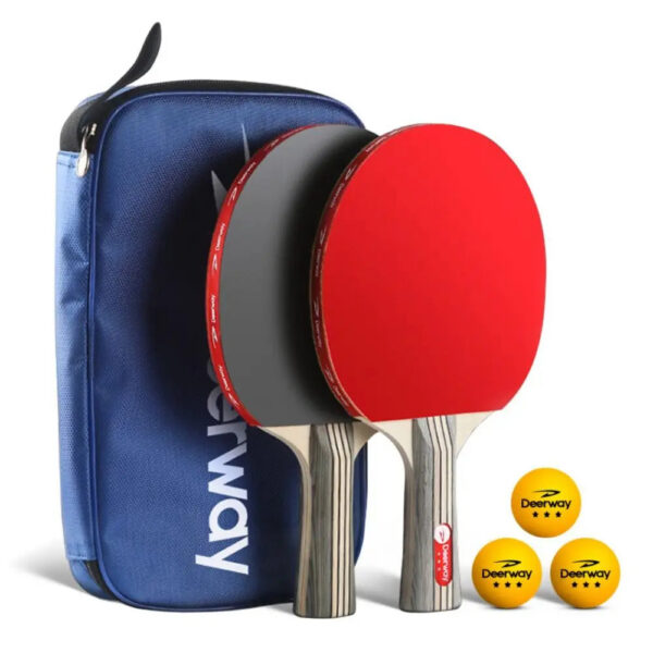 4cd40c1a9db01593 Ping Pong Paddle Set with 2 Horizontal Rackets Comfort Handle Nanotechnology Durable Basswood Wood Ping Pong Supplies