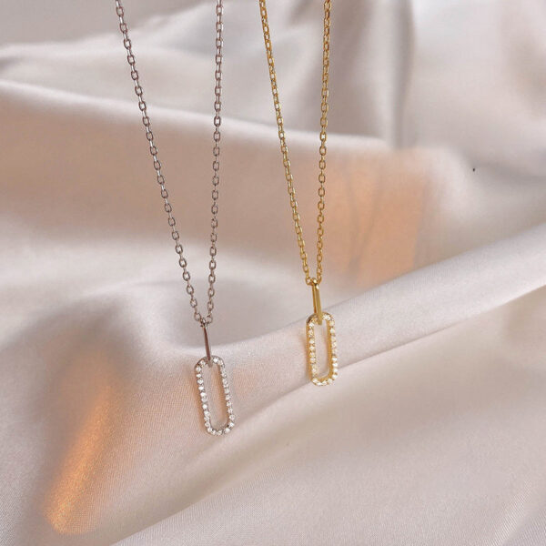 S Sterling Sier Geometric Necklace New Simple Hollow Pendant Flashing Diamond Clavicle Chain Woman Jewelry Accessories Gift