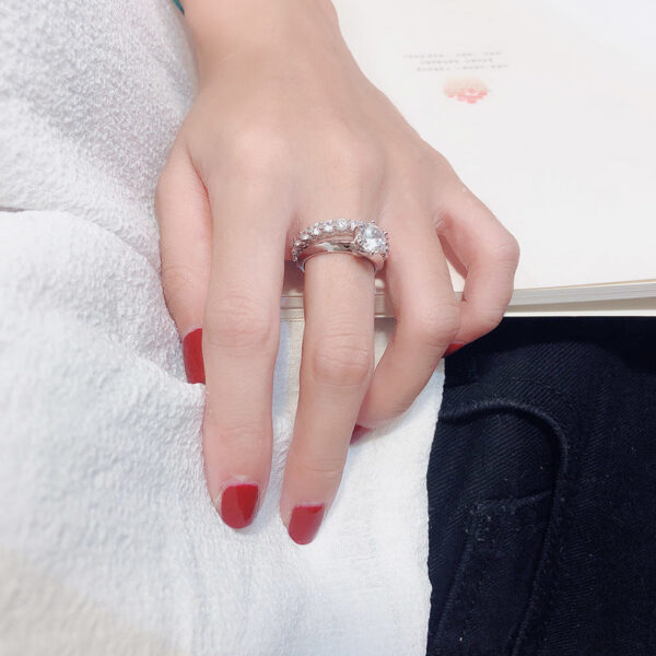 4ce8539eadedc074 Brand Promise Ring Set Real 100% Sterling Sier Diamond Engagement Wedding Band Rings for Women finger jewelry