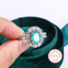 Exquisite Paraiba Green High Carbon Diamond Sterling Sier Ring for Women Double Crystal Anniversary Gift Party Jewelry