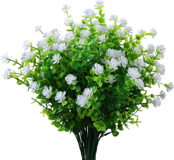 4ced1c9c3bce7d42 Artificial Plants Flowers Grass Shrubs 8 Pack No Fade Faux Plastic Flowers Outdoor for Farmhouse Garden Porch Patio Indoor Wedding Decoration Greenery Fake Plants uv Resistant