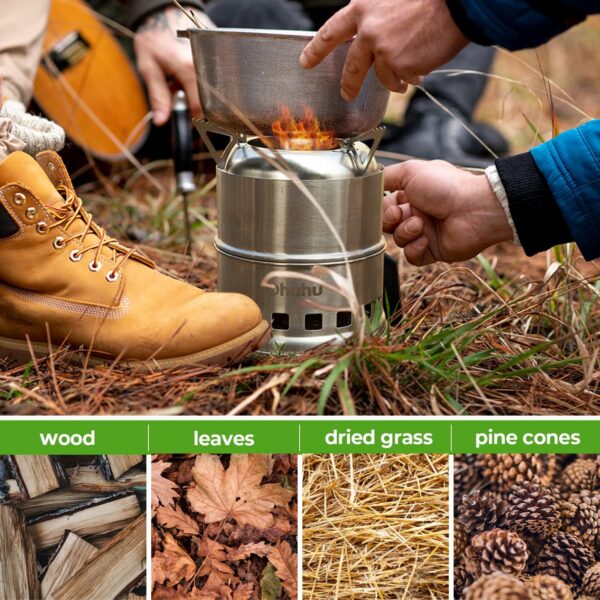 4cfde313d50cfd97 Ohuhu Rocket Stainless Steel Lightweight Camping Stove - Wood Alcohol Portable Outdoor Cooking Picnic BBQ Hiking with Mesh Bag
