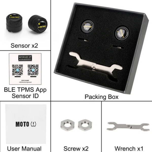 4cfe422bb44242f8 Motorcycle TPMS 2 Sensors Bluetooth 4.0 5.0 Tire Pressure Monitoring System Pit Bike Tyre Tester Diagnostic Set Moto Accessories