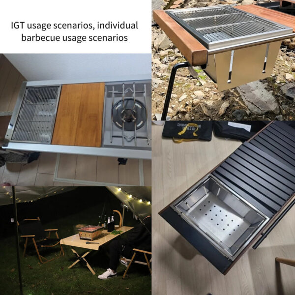 4d02a0cb4e0b7665 304 Stainless Steel Grill Portable Outdoor IGT Table Folding Firewood Barbecue Camping Stove