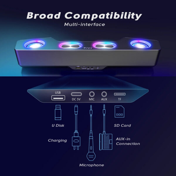 FIFINE Bluetooth RGB Gaming Speakers, Wireless/Wired Computer Speakers with Dynamic Lights for PC, Phone, Parties & Gaming - A16
