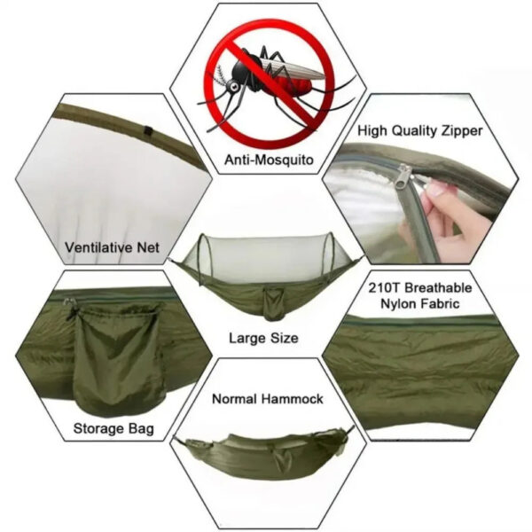 4d1c77a8e6af8ca9 Outdoor Camping Hammock With Mosquito Net Lightweight Hanging Hammocks High Strength Parachute Fabric Hanging Bed Net 250x120cm
