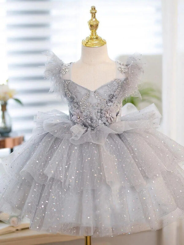 Kids for Girls Costumes Wedding Birthday New Year Party Lace Sequin Elegant Princess Summer Children’s Dress 1-10 Yrs