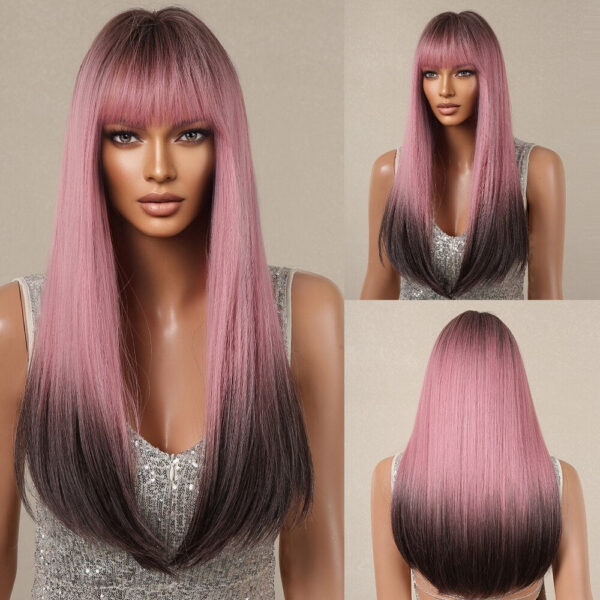 Black Long Straight for Women Natural Hair Synthetic Wigs Daily Cosplay Heat Resistant