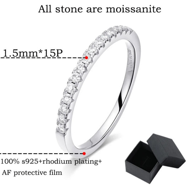Smyoue Test Passed Moissanite Matching Wedding Diamond Band for Women Sterling Sier Female Crown Single Tail Ring