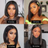 Brazilian Front Human Hair Short Bob Wig Pre Plucked Natural Color 4x4 Part Lace Wigs For Women