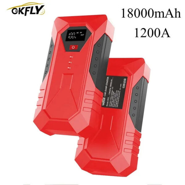 GKFLY 1200A High Capacity 18800mAh 12V Jump Starter Portable Starting Device Power Bank Charger For Car Battery Booster