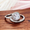 Huitan Wedding Set Rings for Women 2Pcs Sier Color Band with AAA Cubic Zirconia Engagement Party Fashion Female Jewelry