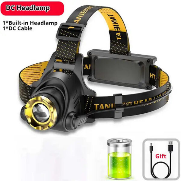 Built-in battery LED Headlamp DC Rechargeable Headlight Zoomable Lamp Waterproof Head Light for fishing,camgping outdoor