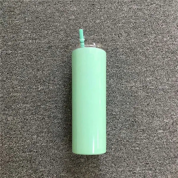 20oz Skinny Tumbler With Seal Lids Rainbow Straws Stainless Steel Thermos Bottle Double Insulated Water Cup For Travel