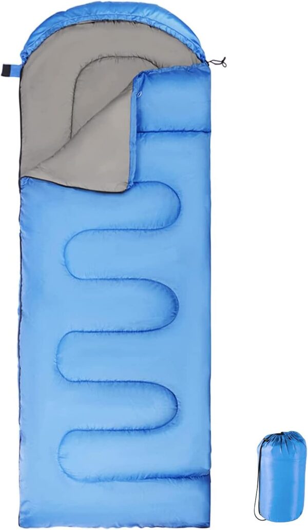 Sleeping Bag With Hood, 3 Season Waterproof Warm Lightweight Rectangular Envelope Camping Sleeping Bag for Adults Camping, Hiking, Backpacking, Traveling, Outdoor & Indoor Activities