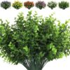 4d994f5b7a59b3a8 RECUTMS 12 Bundles Outdoor Artificial Flowers UV Resistant Fake Boxwood Plants, Faux Greenery for Indoor Outside Hanging Plants Garden Porch Window Box Home Wedding Farmhouse Décor(Yellow)