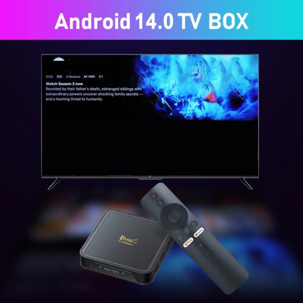 4da2cbd9a3937d59 TV98 PRO TV Box Android 14 ATV H313 Quad Core 5G Dual Wifi 8K 4K Media Player TB 5.2 Support Voice remote control TV Box