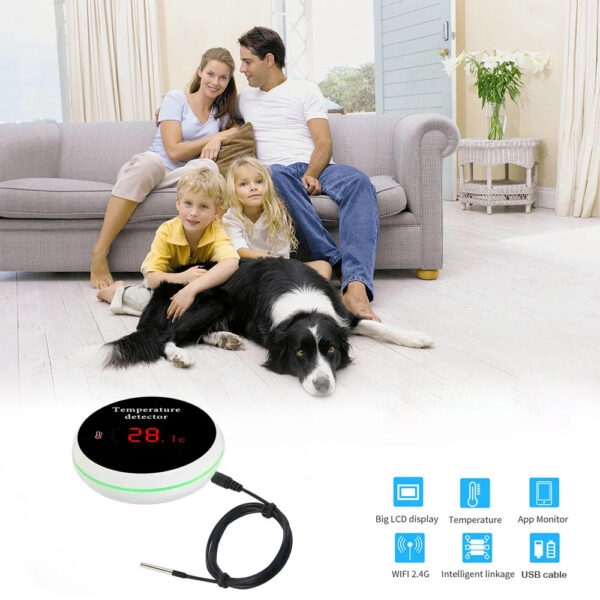 4dba63049c34fd45 Tuya Smart WIFI Thermometer With External Temperature USB Charge or Rechargable Battery