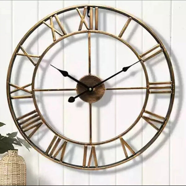 Modern 3D Large Wall Clocks Roman Numerals Retro Round Metal Iron Accurate Silent Nordic Hanging Ornament Living