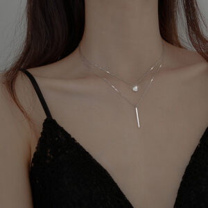 4df2fdd7d04d39cf Hot Sale Sterling Sier Long Glitter Diamond Round Double Necklace Ladies Clavicle Chain Exquisite Jewelry Party Wedding Ac