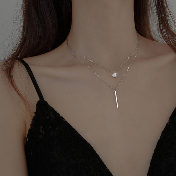 Hot Sale Sterling Sier Long Glitter Diamond Round Double Necklace Ladies Clavicle Chain Exquisite Jewelry Party Wedding Ac