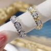 Sterling Sier Plated Gold X Cross Sixteen Stone Diamond Rings for Women Classic Fashion Brand Party Fine Jewelry