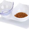 Elevated Cat Bowls with Raised Stand, Pet Food Water Feeder Bowl, 15° Tilted Pet Bowl Stress-Free Suit for Cats Small Dogs