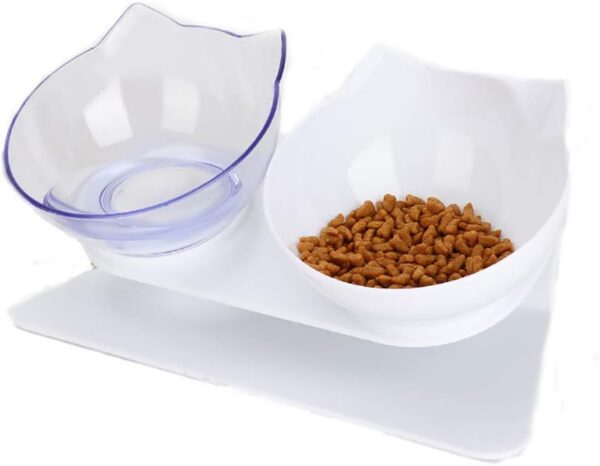 Elevated Cat Bowls with Raised Stand, Pet Food Water Feeder Bowl, 15° Tilted Pet Bowl Stress-Free Suit for Cats Small Dogs