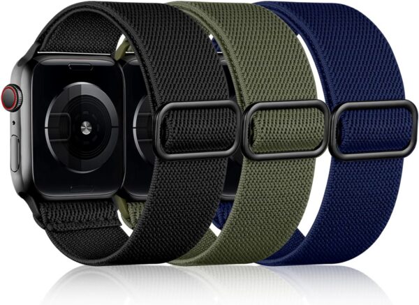 4df98ac46080f2f6 DaQin 3 Pack Elastic Bands Compatible with Apple Watch Band 45mm 44mm 49mm 42mm 41mm 40mm 38mm Women Men, Soft Nylon Solo Loop Straps for Apple Watch SE iWatch Series 9/8/7/6/5/4/3/2/1/Ultra/Ultra 2