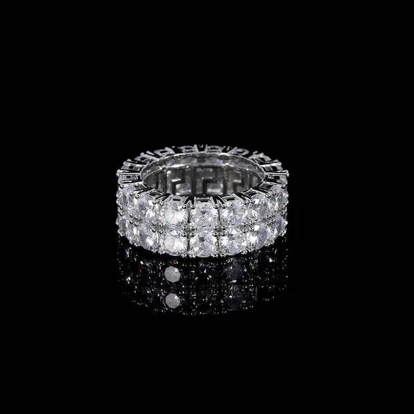4dfc8a8d8d0d1594 Hip Hop Jewelry Double Row Zircon Trendy Brand Full Diamond Gold Men's Ring