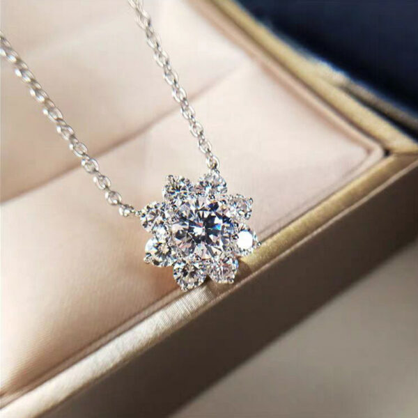 4e0c8fb670771cf8 COSFIX Moissanite For Women 1 CT D Color VVS1 Excellent Cut Round Diamond Suower Pendant Necklace Sier Jewelry