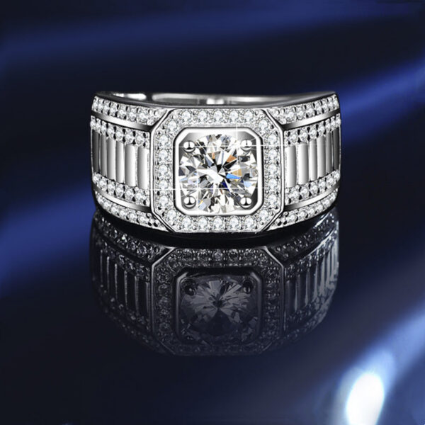 Business temperament GRA ring a caramossian stone heart eight arrow cut classic fashion crown full diamond men's je