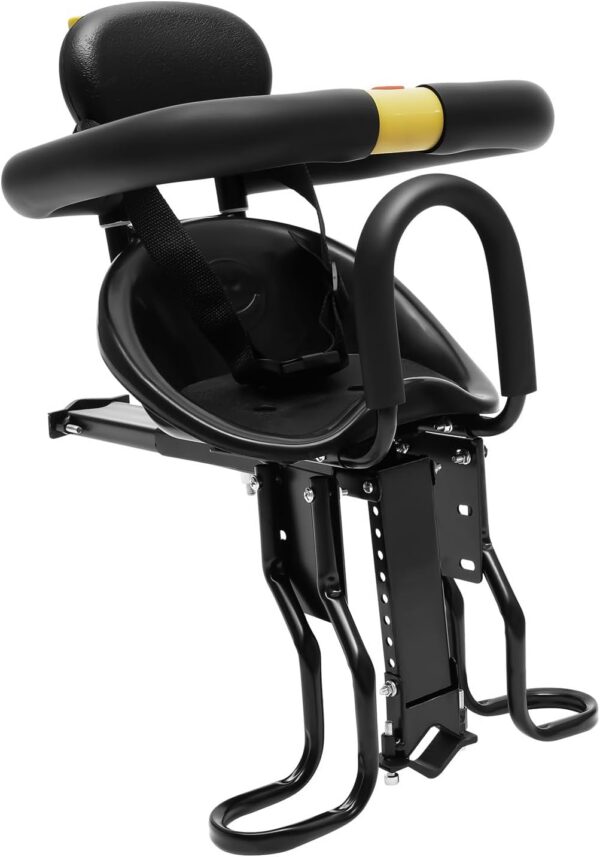 Gdrasuya10 Portable Bicycle Front Mounted Baby Seat Lightweight Child Bicycle Safety Seat Padded Saddle Kids Saddle Carrier Seat Cushion with Foot Pedal