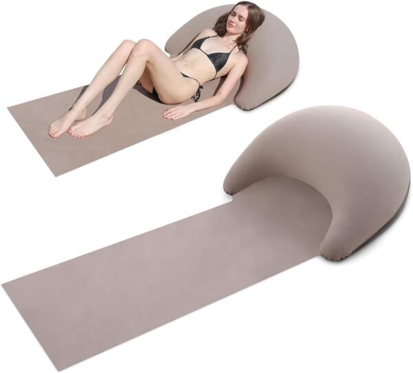 4e238499e09e9acc Strandmatte mit aufblasbarem Kissen, tragbare Matte, 178 x 76 cm (blau)
