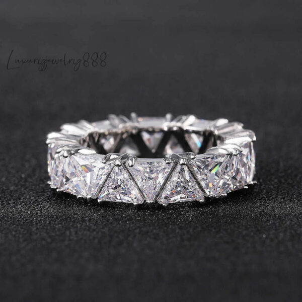 Eternity Triangle Ring Sterling Sier Engagement Wedding Band Rings for Women Bridal Diamond Promise Party Jewelry Gift