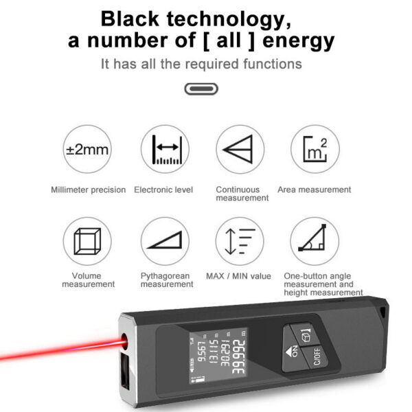 40m Portable Mini Telemetre Rangefinder Diastimeter Digital Range Finder Rechargeable Laser Distance Meter