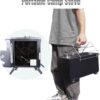 Fitinhot Camp Wood Stove, Tent Wood Burning Stoves Portable with Chimney Pipes, Upgraded Titanium Surface Camping Stove, Heat Resistant Glass & Gloves for Outdoor (Black)