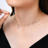 Rose Four Leaf Clover Moissanite Necklace Sier Plated Yellow/White Gold Diamond Choker Chain for Women Jewelry