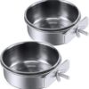 4e447b236dd7d42f PINVNBY Parrot Feeding Cups Birds Food Dish Stainless Steel Parrot Feeders Water Cage Bowls with Clamp Holder for Cockatiel Conure Budgies Parakeet Parrot Macaw Small Animal Chinchilla Pack of 2