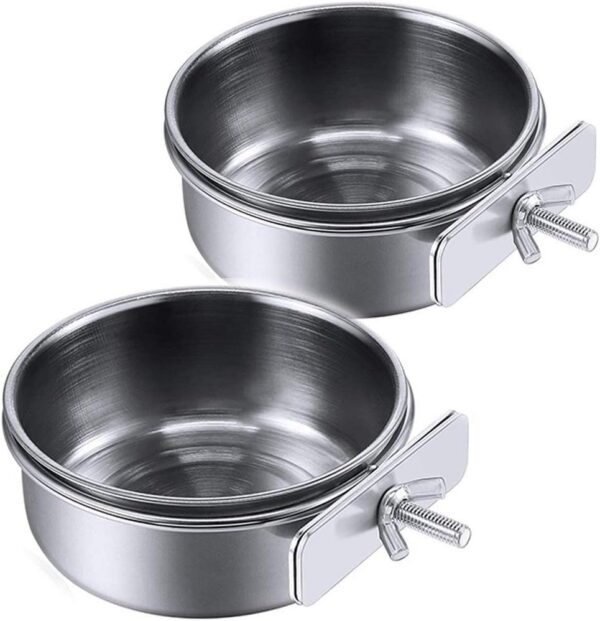 4e447b236dd7d42f PINVNBY Parrot Feeding Cups Birds Food Dish Stainless Steel Parrot Feeders Water Cage Bowls with Clamp Holder for Cockatiel Conure Budgies Parakeet Parrot Macaw Small Animal Chinchilla Pack of 2