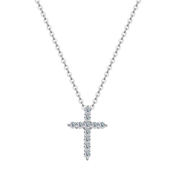 EWYA Real Moissanite Jesus Cross Pendant Necklace for Women Sterling Sier 2.5 3 4mm Diamond Chains Necklaces Fine Jewelry